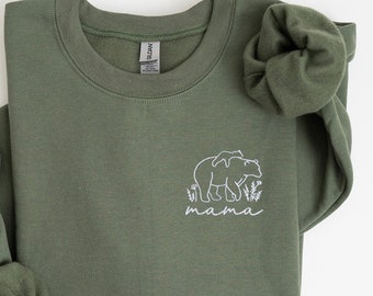 Embroidered Mama Sweatshirt, Mom Sweatshirt, Mama Bear Sweatshirt, Gift for Mom, Mothers Day Gift, Mama Sweater, Mama Crewneck, New Mom Gift