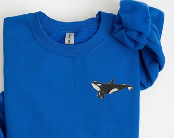 Embroidered Orca Whale Sweatshirt, All Is Whale Shirt, Whale Sweater, Beach Shirts, Positivity Sweatshirt, Marine Biology Gift, Ocean Shirt