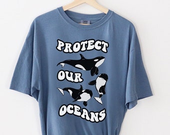 Protect Our Oceans, Whale Shirt, Orca Shirt, Beach Shirt, Comfort Colors Beach Shirt, Animal Lover Gift, Marine Biology Gift, Orca Gifts