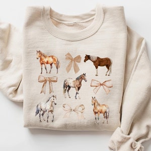 Western Horse Sweatshirt, Women Horse Sweater, Horse Lover Gift, Trendy Western Gift, Western Coquette Crewneck Sweatshirt, Cowgirl Gift