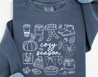 Comfort Colors® Cozy Season Sweatshirt, Fall Sweater, Trendy Fall Sweatshirt, Pumpkin Season, Fall Vibes, Halloween Shirt, Womens Fall Shirt