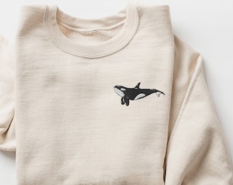 Embroidered Orca Whale Sweatshirt, All Is Whale Shirt, Whale Sweater, Beach Shirts, Positivity Sweatshirt, Marine Biology Gift, Ocean Shirt