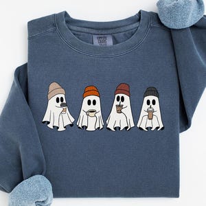 Coffee Ghost Sweatshirt, Ghost Coffee Shirt, Comfort Colors Fall Shirt, Spooky Sweatshirt, Halloween Coffee Crewneck, Coffee Lover Gift