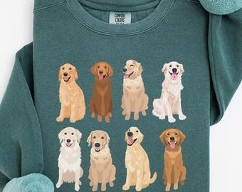 Comfort Colors Golden Retriever Sweatshirt, Golden Retriever Sweater, Dog Lover Gift, Dog Mom Gift, Dog Sweatshirt, Golden Mama Shirt
