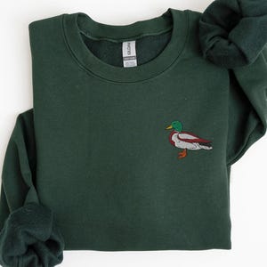 Embroidered Duck Sweatshirt, Mallard Duck Shirt, Animal Lover Gift, Embroidery Hoodie Crewneck, Gift for Dad, Christmas Sweater, Duck Tshirt