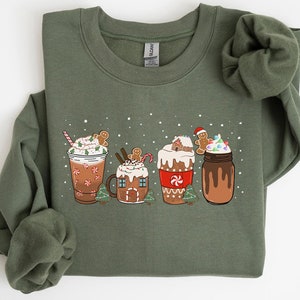 Gingerbread Christmas Coffee Shirt, Christmas Coffee Sweatshirt, Women Holiday Sweater, Coffee Lover Gift, Coffee Shirt, Gingerbread Sweater