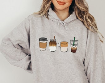 Coffee Hoodie, Coffee Lover Gift, But First Coffee, Coffee Shirt, Coffee Graphic Hoodie, Iced Coffee Hoodie, Long Sleeve Pullover