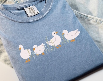 Duck Goose Comfort Colors Tee, Ducks and Flowers Shirt, Floral Duck Shirt, Ultra Soft Tee, Farm Animals, Silly Goose Shirt, Gift for Her