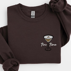 Embroidered Espresso Martini Sweatshirt, Tini Time Shirt, Espresso Martini Crewneck, Martini Lover Gift, Martini Time, Cocktail Sweatshirt