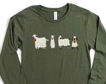 Halloween Shirt, Halloween T-Shirt, Ghost Goat Shirt, Ghost Shirt, Goat Lover Gift, Funny Halloween Animals, Fall Shirt, Halloween Graphic
