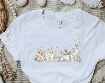 Chemise de Pâques, chemise de lapin, chemise de lapin, chemise d’amoureux du lapin, cadeau de Pâques, chemise de lapin floral, chemise de printemps, chemise d’été, Pâques pour femmes