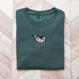 Embroidered Cow Shirt, Cow Lover Gift, Farm Animal Shirt, Dairy Cow, Farmer Shirt, Animal Lover Gift, Western Shirt, Cottage Core