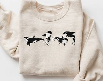 Orca Whale Sweatshirt, All Is Whale Shirt, Whale Sweater, Beach Shirts, Positivity Sweatshirt, Marine Biology Gift, Ocean Shirt, Orca Gifts