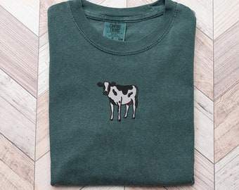 Embroidered Cow Shirt, Cow Lover Gift, Farm Animal Shirt, Dairy Cow, Farmer Shirt, Animal Lover Gift, Western Shirt, Cottage Core
