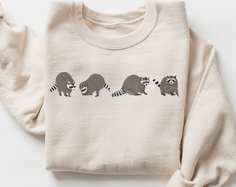 Sudadera de mapache, suéter de mapache, cuello redondo de panda de basura, regalo de cumpleaños de sudadera amante del mapache, camisa de vida silvestre, regalo de amante de la naturaleza