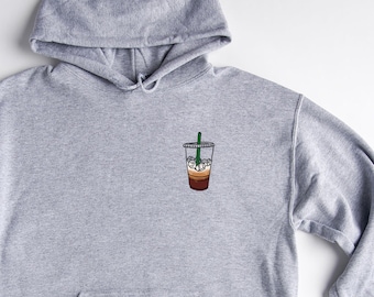 Iced Coffee Hoodie, Coffee Lover Gift, But First Coffee, Coffee Shirt, Coffee Graphic Hoodie, Coffee Hoodie, Long Sleeve Pullover