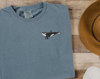 Embroidered Whale Shirt, All Is Whale Shirt, Orca Shirt, Positive Shirt, Comfort Colors Beach Shirt, Animal Lover Gift, Marine Biology Gift