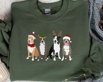 Christmas Dog Sweatshirt, Dog Owner Christmas Gift, Pitbull Christmas Shirt, Pitbull Mom Gift, Christmas Crewneck, Holiday Sweater, Xmas Tee