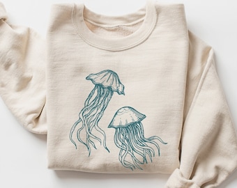 Felpa Medusa, Felpa Oceano, Camicia Vita Marina, Camicia Animali Marini, Regalo Biologia Marina, Felpa Girocollo da Spiaggia, Amanti dell'Oceano