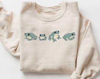 Frog Sweatshirt, Frog Shirt, Cottage Core, Frog Sweater, Frog Lover Gift, Tree Frog, Summer Sweatshirt, Cottage Core Clothing, Animal Shirt