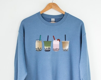 Boba Sweatshirt, Bubble Tea Sweatshirt, Gift for Tea Lover, Bubble Tea Shirt, Tea Crewneck Sweatshirt for Women, Tea Lover Shirt