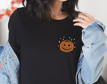 Kürbis Shirt, Halloween Shirt, Jack-o-Lantern Shirt, Halloween T-Shirt, Herbst Shirts für Frauen, Halloween Grafik T-Shirt, Trick or Treat Shirt