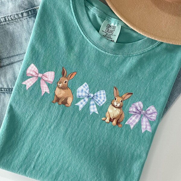 Easter Bunny Shirt, Coquette Bow Easter Shirt, Rabbit Lover Gift, Happy Easter Shirt, Coquette Easter Bunny, Womens Easter Spring Shirt