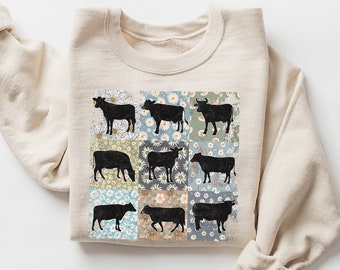 Felpa da mucca floreale, regalo per contadino, maglione da cowboy occidentale, camicia da mucca delle Highland, felpa con cappuccio da mucca divertente, regalo per amante della mucca, camicia da animali da fattoria
