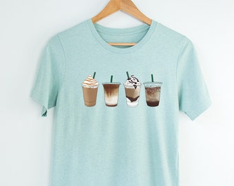Coffee Shirt for Women, Coffee T-Shirt, Iced Coffee Shirt, Gift for Coffee Lover, Coffee Lover Shirt, Frappuccino Shirt, Ladies T-Shirts
