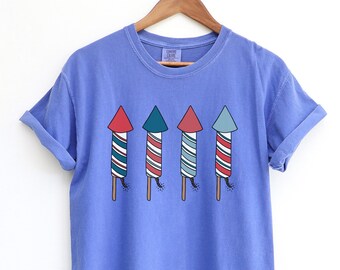 4 juli Comfort Colors, Fourth of July Shirt, Vuurwerk Shirt, Womens 4 juli Shirt, Patriottisch Shirt, Onafhankelijkheidsdag, USA Shirt
