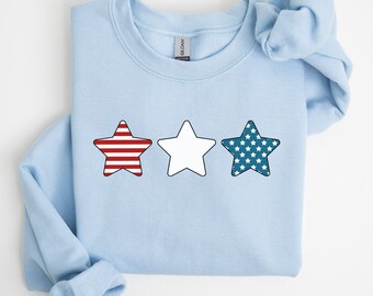 Sudadera del 4 de julio, barras y estrellas, camisa del 4 de julio, cuello redondo del 4 de julio, sudadera de EE. UU., Día de la Independencia, camisa patriótica