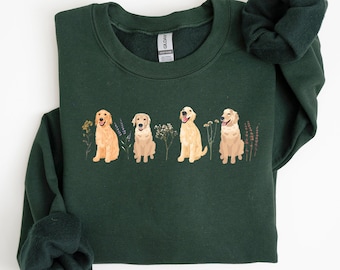 Floral Golden Retriever Sweatshirt, Cottagecore Golden Retriever Sweater, Dog Lover Gift, Dog Mom Shirt, Golden Mama Shirt, Dog Owner Gift
