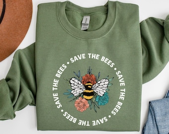 Bumblebee Sweatshirt, Bee Crewneck Sweatshirt, Bee Sweater, Nature Shirt, Gift for Her, Bee Sweatshirt for Women, Bee Shirt, Save the Bees