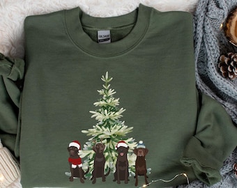 Bruine labrador kersttrui, kerst honden trui, hond kerstshirt, vakantie trui, chocolade lab cadeau, hondenliefhebber cadeau