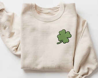 Embroidered St Patricks Day Sweatshirt, Lucky Sweatshirt, Embroidered Shamrock Sweatshirt, Lucky Crewneck, Irish Sweatshirt, St Pattys Day