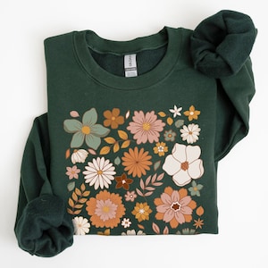 Sudadera retro de flores silvestres, suéter de flores silvestres, regalo del Día de las Madres de flores, amante del jardín, regalo para ella, camisa floral, sudadera botánica