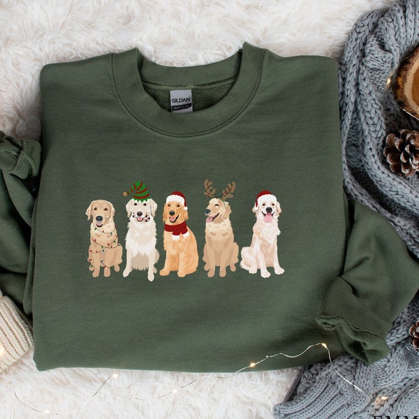 Golden Retriever Christmas Sweatshirt, Christmas Shirt, Dog Mom Gift, Xmas Sweatshirt, Golden Retriever Gift, Dog Owner, Holiday Sweater