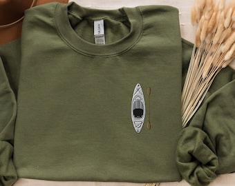 Embroidered Kayak Sweatshirt, Camping Sweatshirt, Water Sports, Kayaker Gift, Outdoors Sweatshirt, Lake Life Shirt, Kayak Lover, Kayaking