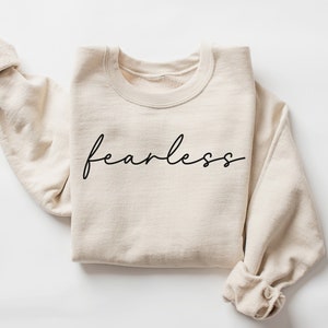 Onverschrokken sweatshirt, positief shirt, christelijk sweatshirt met ronde hals, religieuze kleding, cadeau voor haar, onverschrokken shirt