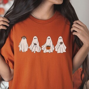 Halloween Shirt, Halloween T-Shirt, Floral Ghost Shirt, Ghost With Flowers Shirt, Fall Shirts for Women, Pumpkin Shirt, Trick or Treat Shirt