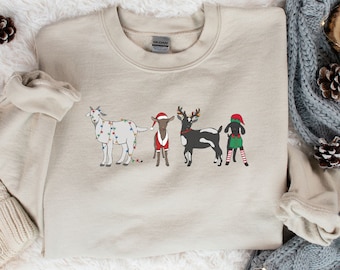 Weihnachten Ziege Sweatshirt, Bauernhof Tiere Weihnachten Shirt, Tier Liebhaber Geschenk, Weihnachten Rundhalsausschnitt, Urlaub Pullover, Ziege Shirt, Bauer Geschenk