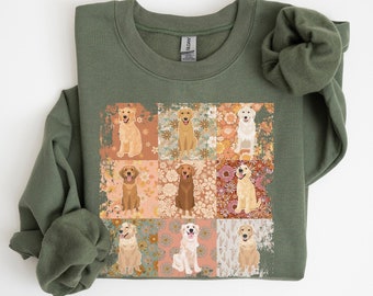 Bloemen Golden Retriever Sweatshirt, Golden Retriever Trui, Hondenliefhebber, Hond Moeder Shirt, Gouden Mama, Hond Eigenaar Cadeau, Gouden Hond Sweatshirt