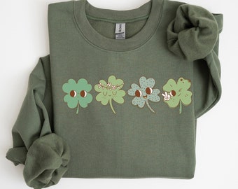 Retro St Patricks Day Sweatshirt, Shamrock Sweatshirt, Clover Shirt, St Patricks Day Shirt, Irish Sweater, Lucky Sweatshirt, St Pattys Day