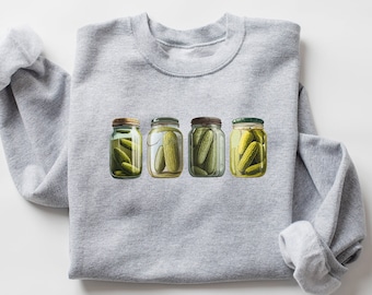 Vintage Canned Pickles Sweatshirt, Pickle Sweater, Canning Shirt, Pickle Jar Crewneck Sweatshirt, Pickle Lover, Gift for Her, Gardening