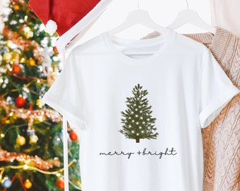 Camisas de Navidad para Mujeres, Camisa Alegre y Brillante, Camiseta de Navidad, Camisa del Árbol de Navidad, Camisetas de Navidad, Camisa de Invierno, Camisas de Navidad