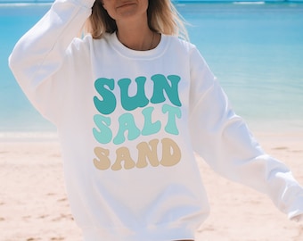 Sun Salt Sand Sweatshirt, Retro Beach Sweatshirt, Family Vacation Shirt, Summer Shirt, Oversized Sweatshirt, Beach Crewneck, Beach Bum