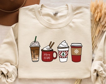 Christmas Coffee Sweatshirt, Cute Christmas Sweatshirt, Christmas Sweater, Christmas Sweatshirt for Women, Cozy Holiday Sweatshirt