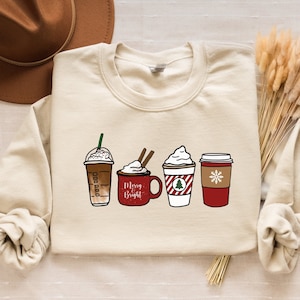 Christmas Coffee Sweatshirt, Cute Christmas Sweatshirt, Christmas Sweater, Christmas Sweatshirt for Women, Cozy Holiday Sweatshirt