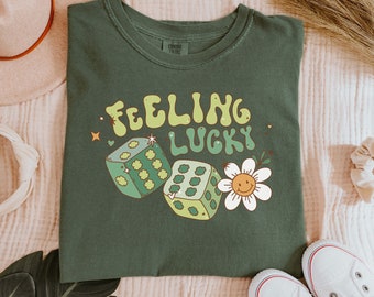 Koszulka na Dzień Świętego Patryka, Koszulka Retro Comfort Colors Lucky, Koszulka Feeling Lucky, Koszulka na Dzień Świętego Patryka, Koszulka irlandzka, Koszulka z koniczyną, Koszulka na Dzień Świętego Patryka