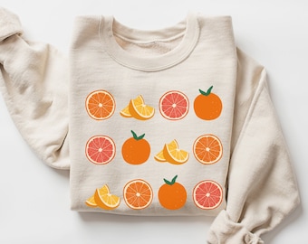 Oranges Sweatshirt, Garden Sweatshirt, Orange Slice, Fruit Shirt, Gardening Gift, Foodie Gift, Gift for Gardener, Summer Crewneck Sweatshirt